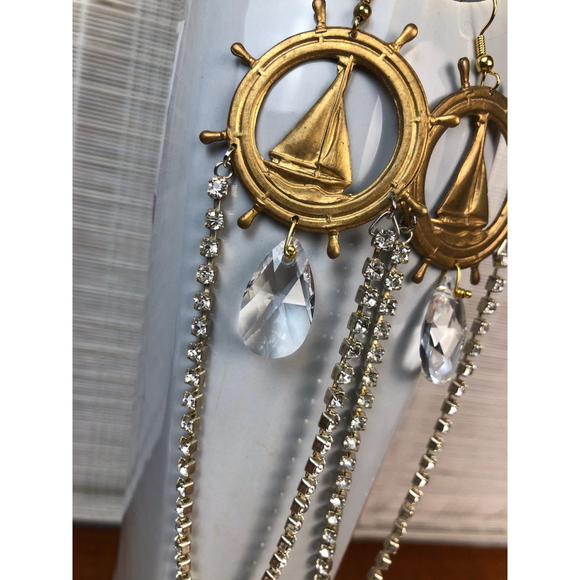 Sail Away With Me Statement Earrings OOAK - Picture 5 of 5